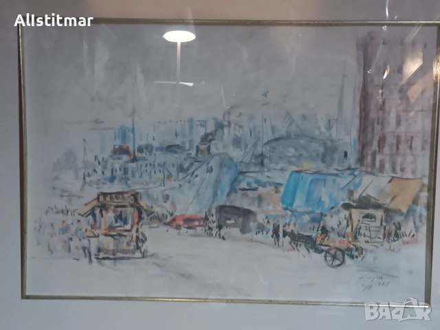 Картина, пастел, 'Пирея', подписана, датирана, снимка 3 - Картини - 53048634