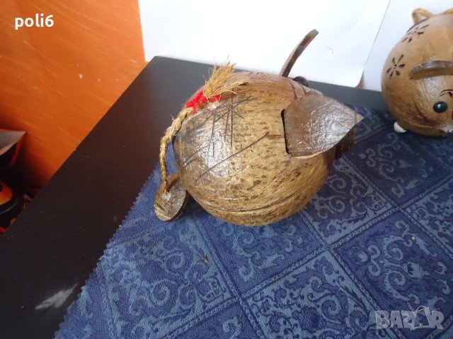 кокосова касичка - прасе ,мишка ,слон,кокосова риба - сувенир, снимка 3 - Декорация за дома - 44508069