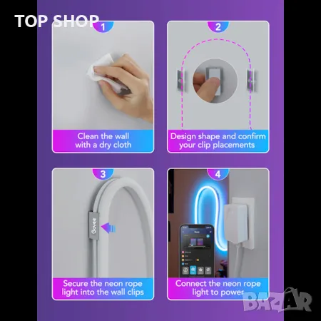 Смарт Neon RGBIC LED лента Govee H61A2, Wi-Fi, Синхронизация на музика, снимка 9 - Лед осветление - 48739006