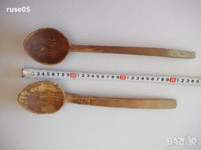 Лот от 2 бр. лъжици дървени стари, снимка 2 - Колекции - 50132117
