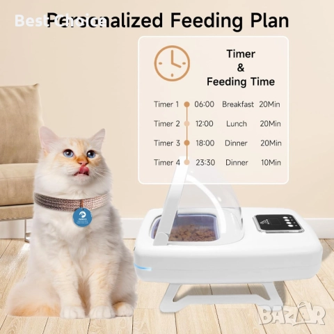 Автоматична хранилка за домашни любимци ISENVO Microchip RFID & IR , снимка 9 - За котки - 52810327