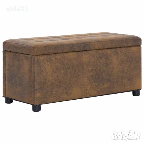 vidaXL Табуретка ракла, 87,5 см, кафява, изкуствен велур