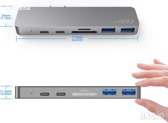 JCK USB C хъб 7 in 2, 4K HDMI, USB-C, Thunderbolt 3 PD 100W, 2 USB 3.0, SD/TF четец на карти, снимка 7 - Други - 41610584