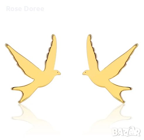 RD 532 Обеци Птица в златисто аксесоари медицинска стомана безплатна доставка птици стоманени бижута, снимка 1