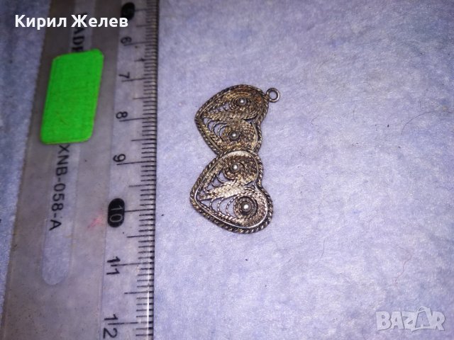 СТАРИННА СРЕБЪРНА ФИЛИГРАННА ВИСУЛКА ДВЕ СЪРЧИЦА РЪЧНА МАЙСТОРСКА РЯДКА ИЗРАБОТКА 31186, снимка 8 - Антикварни и старинни предмети - 41337167