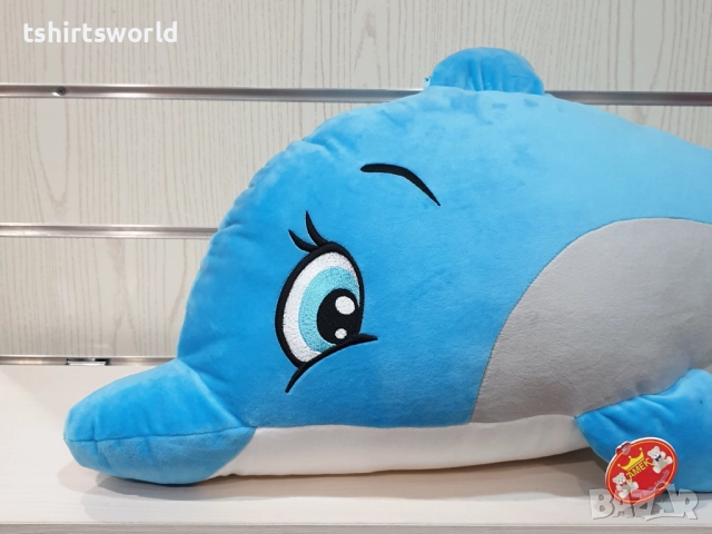 Нов голям плюшен делфин в син цвят, 90см, снимка 2 - Плюшени играчки - 51985723