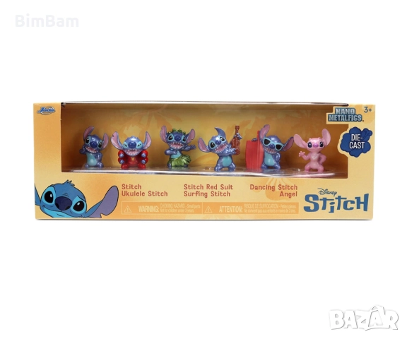 Оригинален Nano комплект метални фигурки Stitch: Диорама с Nano фигурки / Стич 6 броя - Jada