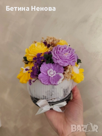 Букети от соеви свещи, снимка 3 - Декорация за дома - 53297484