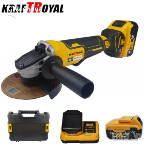 Комплект акумулаторен ъглошлайф 36V 8,0 Ah + 2 батерии и зарядно в куфар, снимка 3 - Други машини и части - 47718904