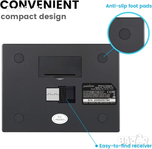 Perixx PERIPAD-Безжичен тъчпад за Windows 7, 8, 10 и по-нови версии, снимка 6 - Клавиатури и мишки - 51461951