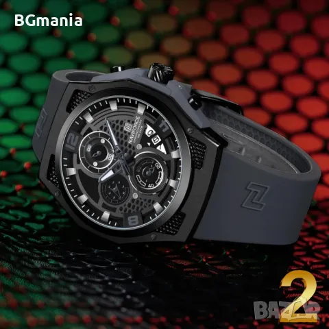 Мъжки Navoforce часовник черен 8051с2 силиконова каишка, снимка 3 - Мъжки - 48180869