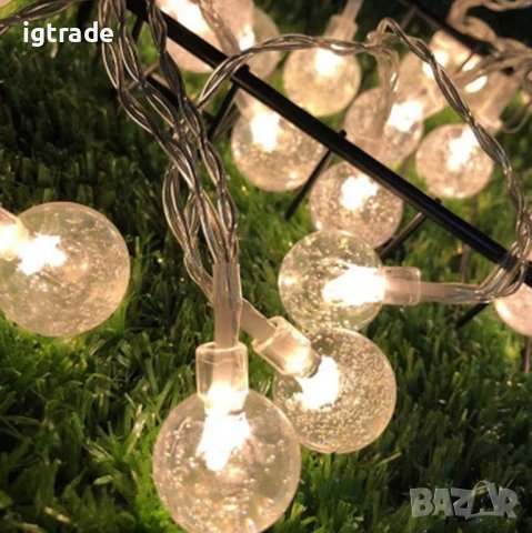 10м 80бр. LED сфери - на батерии - декорация - осветление лента, снимка 4 - Декорация за дома - 39285838