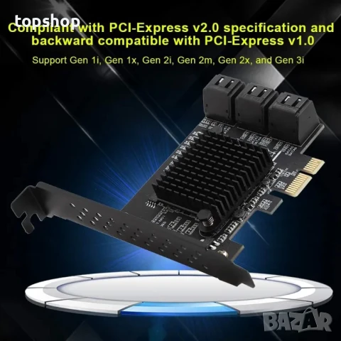 PCI-E към 6 SATA порта 6 Port PCI Express 2.0 SATA III 6Gbps RAID Controller Card, SATA 3.0, снимка 7 - Други - 50501518