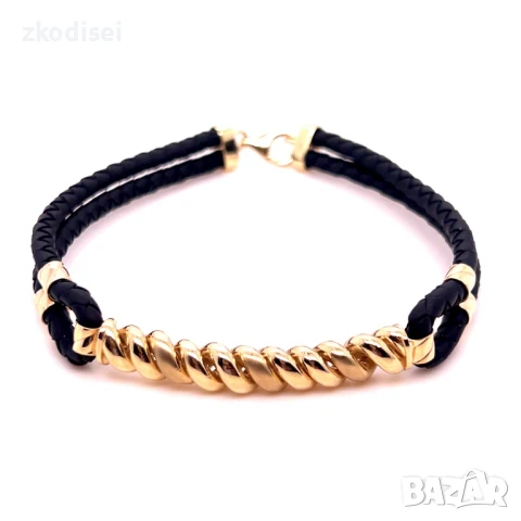 Златна гривна с кожа 7,05гр. 20,0см. 14кр. проба:585 модел:33728-5