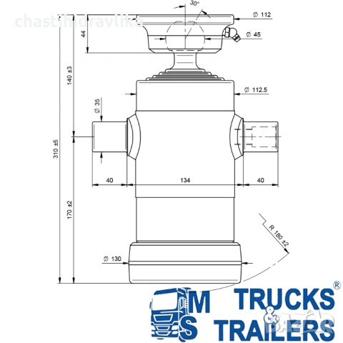 Хидравличен цилиндър DI NATALE & BERTELLI 4x0585x112 3061S, снимка 2 - Части - 53247233