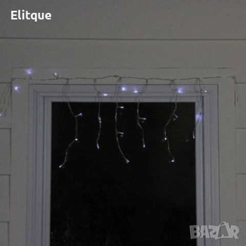 Светеща LED завеса за външен монтаж, 100% водо и влаго защитена, Дължина: 3метра, Висулки:60см, бял , снимка 3 - Други - 52903705