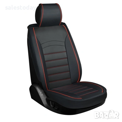 Кожена Тапицерия за кола, Калъфи за седалки 5 части, черно/червено, снимка 2 - Аксесоари и консумативи - 53793560
