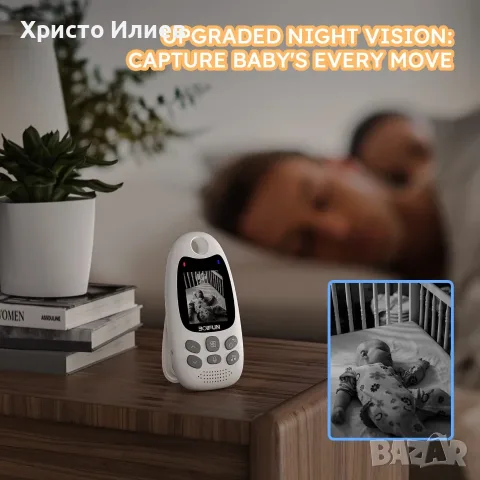 Бебефон с камера и монитор със сензор за звук нощно виждане, снимка 3 - Бебефони - 55988598