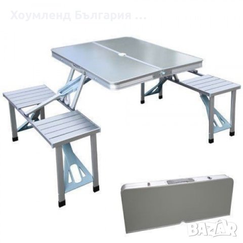 Сгъваема алуминиева маса с 4 стола тип куфар за къмпинг, снимка 4 - Маси - 40639167