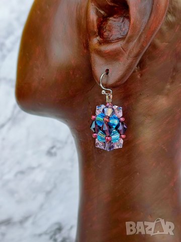 Звездни купове -- обеци с кристали и Миюки мъниста, снимка 11 - Обеци - 41318415