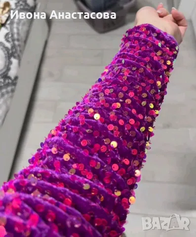 АСИМЕТРИЧНА РОКЛЯ ПАЕТИ, снимка 5 - Рокли - 47841818