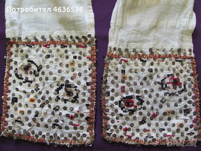 19век кенарена кърпа, мъниста и пайети 140х17см., снимка 11 - Антикварни и старинни предмети - 53322518