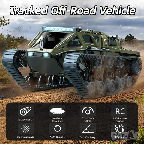 Високоскоростен RC танк Mostop 1:16 с 2 батерии, снимка 3 - Електрически играчки - 53704882