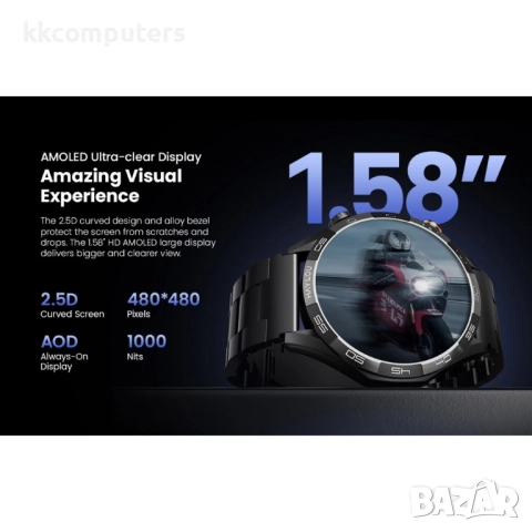 HAYLOU Solar 5 Смарт часовник-1.58" AMOLED, Bluetooth обаждания, NFC, 150+ спорта, 24/7 здравен мони, снимка 4 - Смарт часовници - 52537145