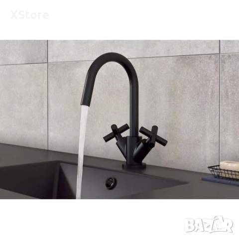 Красив и стилен стоящ двуръкохватков черен смесител, снимка 4 - Смесители - 52588604