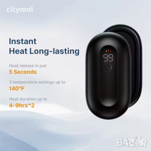 2 бр. акумулаторни грейки за ръце, за многократна употреба, LCD дисплей, снимка 4 - Друга електроника - 52311490