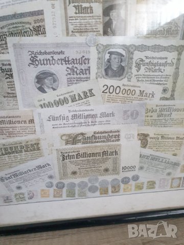 Стар колаж на немските марки от голямата инфлация 1914-1923г, снимка 5 - Нумизматика и бонистика - 39687775