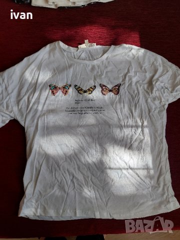 Бяла тениска със щампа , снимка 1 - Тениски - 42166869