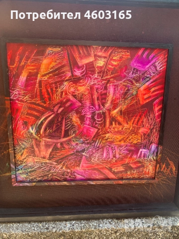 картина абстракция в червено  , снимка 3 - Картини - 51826285