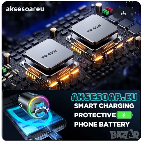 Супер бързо PD зарядно за зареждане на телефон в запалката на кола изцяло метално Dual USB с голяма , снимка 12 - Аксесоари и консумативи - 47375202