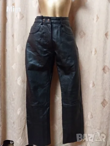 44 Черен кожен панталон/ моторджийски/от естествена кожа , снимка 3 - Панталони - 49341079