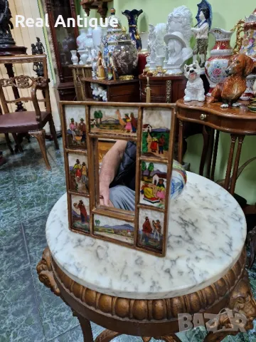 Страхотно антикварно огледало ръчно изрисувано , снимка 6 - Антикварни и старинни предмети - 50154176