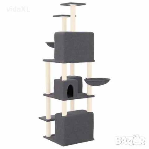 vidaXL Котешко дърво със сизалени стълбове, тъмносиво, 180 см, снимка 5 - За котки - 56146318