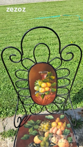 Стол винтидж- метал и дърво, снимка 5 - Столове - 53562111