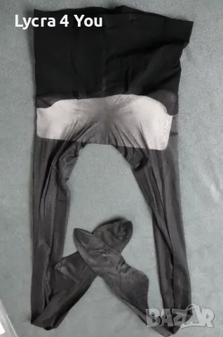 S/M черен безшевен чорапогащник с ликра и висок колан, снимка 1