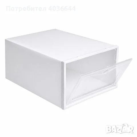 Комплект 12 бр. кутии за обувки с прозрачен капак – Модулен органайзер за гардероб, шкаф, снимка 5 - Шкафове - 56200493