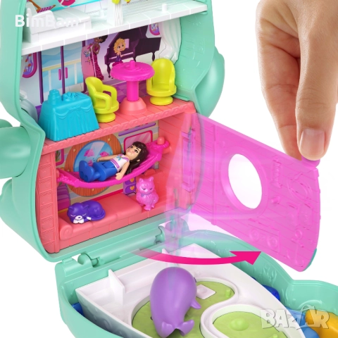 Игрален комплект Polly Pocket с аксесоари в чантичка - Коте моряк, снимка 4 - Кукли - 52465567