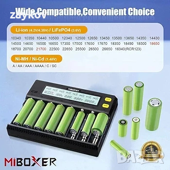 MiBOXER 18650 Зарядно устройство за батерии, 8-отсечно интелигентно зарядно устройство, снимка 4 - Друга електроника - 44810441