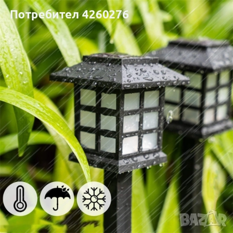 Комплект от 6 броя соларни LED лампи за двор и градина / Височина на соларната LED лампа: 27 см., снимка 10 - Външни лампи - 52458084