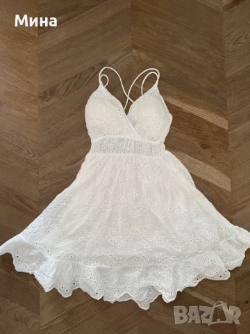 Дамска бяла рокля от памучна материя, снимка 2 - Рокли - 50743308