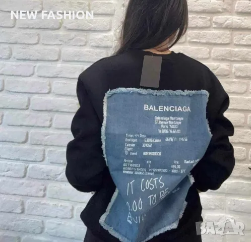 Дамски Памучни Блузи с Дънков Елемен: S-XL : BALENCIAGA , снимка 2 - Блузи с дълъг ръкав и пуловери - 47815466