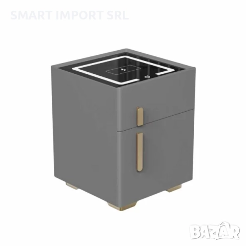Интелигентно нощно шкафче Smart Heater, сейф, Led осветление, сив