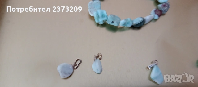Висулки и гривна от ларимар, снимка 3 - Бижутерийни комплекти - 53657917