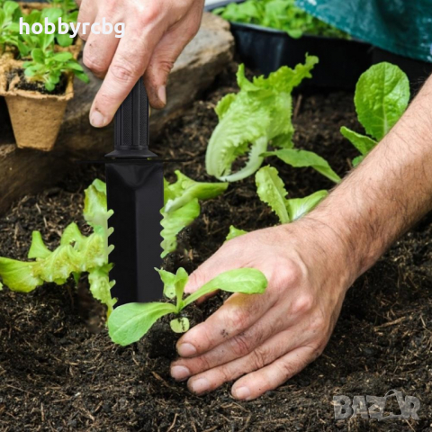 Нож - копач от въглеродна стомана със странични заострени зъби и ергономична дръжка, снимка 6 - Градински инструменти - 36350984