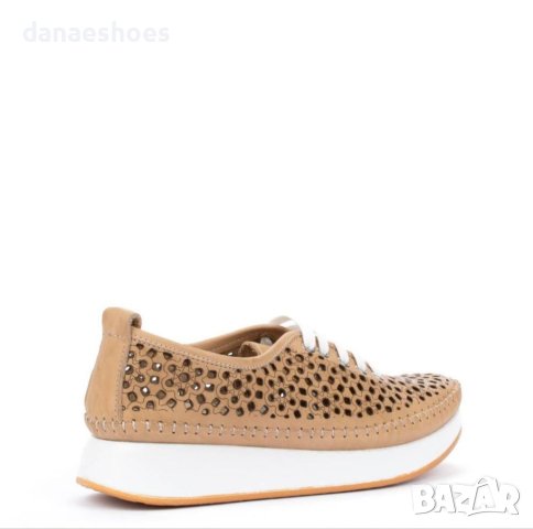 Дамски обувки от естествена кожа в бежово, снимка 4 - Дамски ежедневни обувки - 41895292