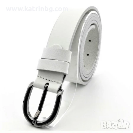 Дамски колан в бяло за дънки от естествена кожа Код на продукта:D-0007